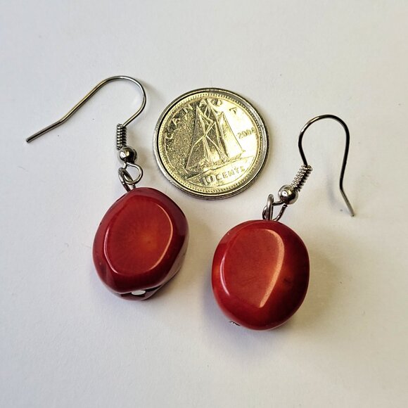 Mini Red Coral Earrings - Picture 4 of 6